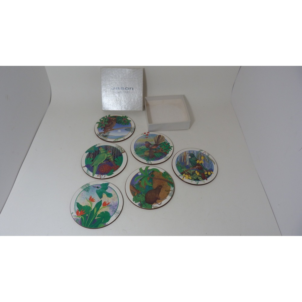 Jason Coasters New Zealand Native Birds Designer Collection Set of 6 Cork Backed